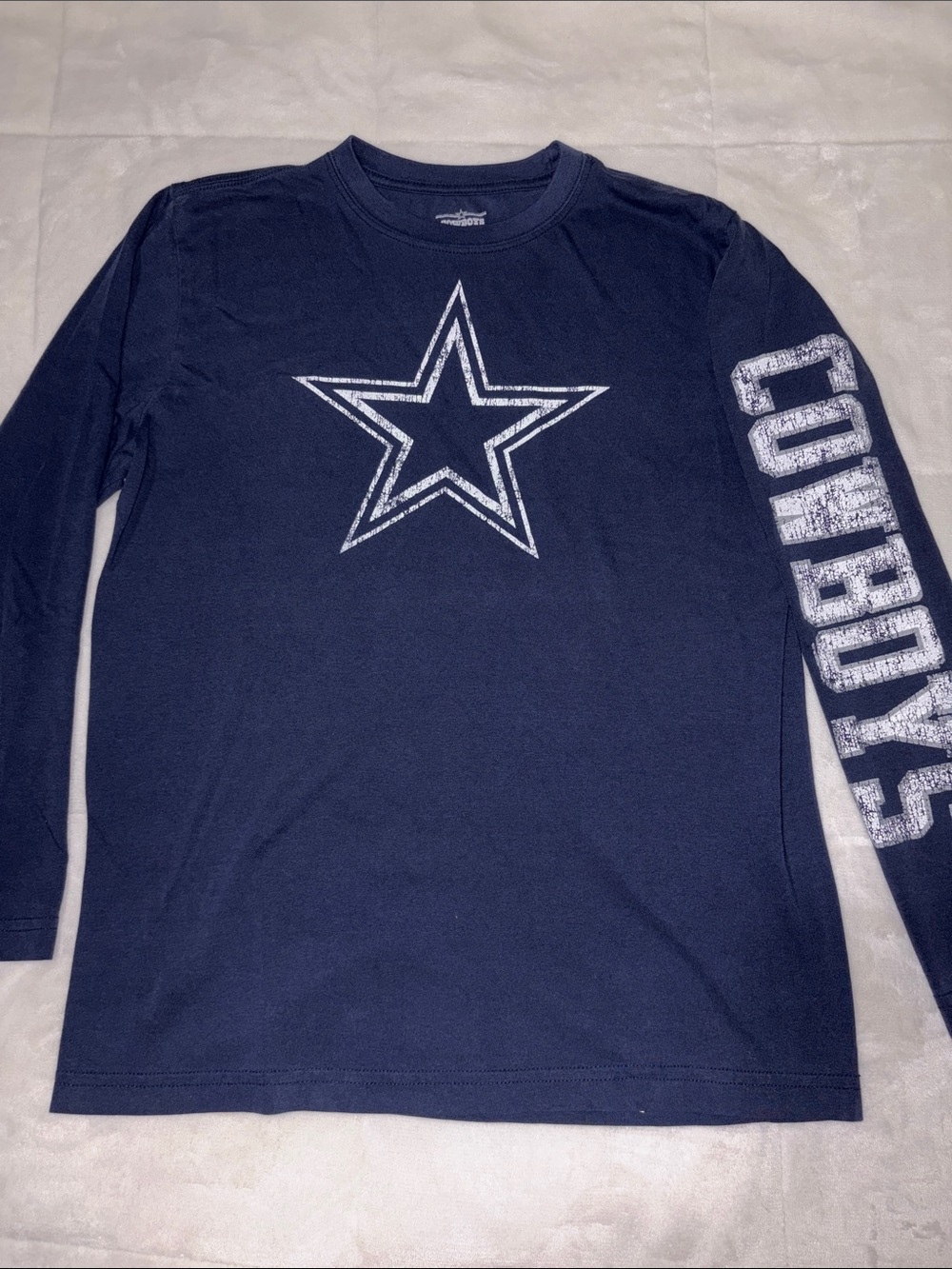 Navy Blue Dallas Cowboys Long Sleeve Tee with White Star Graphic
